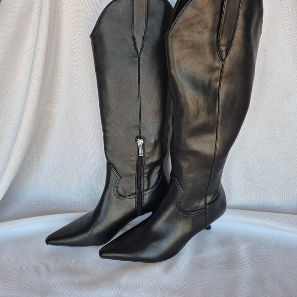 STEVEN NEW YORK Britt Western Pointed Toe Boot In Black - Picture 2 of 4